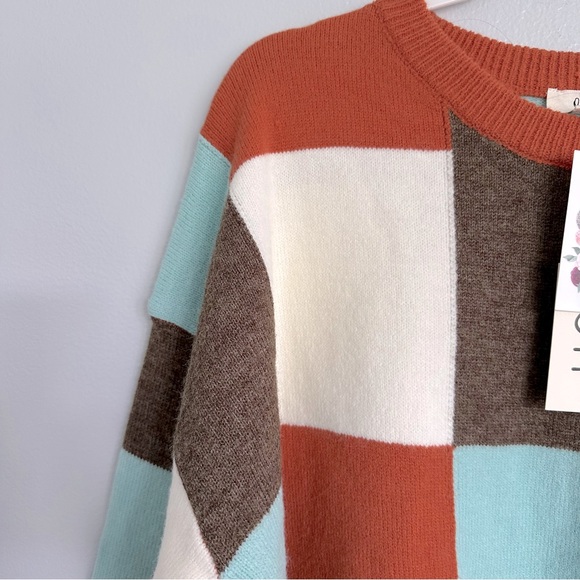Ott Oversized Multi-colored Checkered Sweater NWT size XL - Picture 3 of 7